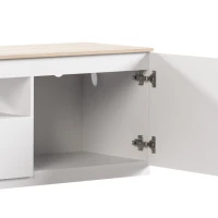 HOMCOM Tv-meubel hoogglans, voor tv's tot 65 inch, 3 vakken, lade, 160 x 38 x 43 cm, naturel hout(m-10)