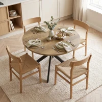 HOMCOM Uitschuifbare eettafel voor 4-6 personen, keukentafel in industriële look met X-vormig onderstel, bruine houtlook(m-9)