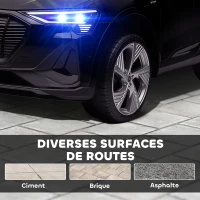 HOMCOM Voiture électrique enfants sous Licence Audi e-tron Sportback, véhicule électrique 12V Max. 5 Km/h avec télécommande 2,4G, phares LED, musique, klaxon, port USB, MP3, noir(m-8)