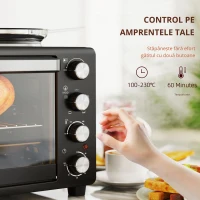 HOMCOM Cuptor Electric de Masă 28L 2600W cu Plăci de Încălzire Temperatură Reglabilă Cronometru Tavă Negru(m-7)