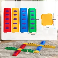 AIYAPLAY 12-Piece Kids Balance Beam Stepping Stones, with Non-Slip Foot Pads, Multicoloured(m-3)