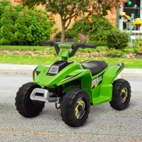 HOMCOM Quad Elettrico per Bambini con Batteria Ricaricabile 6V e Marcia Avanti e Indietro, 72x40x45.5 cm, Verde(m-10)