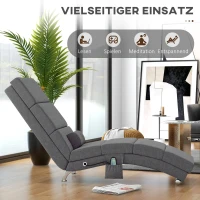 HOMCOM Massagestoel Relaxstoel Ligstoel 8 vibratiepunten, 5 modi, 8 vibratiepunten, 56 x 168 x 84 cm, Grijs(m-6)