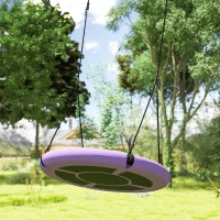 AIYAPLAY 100cm Diameter Nest Seat for Kids with Height Adjustable Hanging Ropes for Outdoor, Playground, Garden, Purple(m-8)