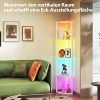 HOMCOM LED vloerlamp met 5 planken, dimbaar, RGB-kleurwissel en afstandsbediening(m-7)