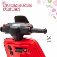 AIYAPLAY 6V Elektrische Kindermotor met Koplamp en Muziek, Voor- en Achteruit, Trainingswielen, 18-36 Maanden, Rood(m-4)