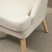 HOMCOM Fauteuil Scandinave Confortable pour Salon et Chambre, Pieds en Bois Massif, Revêtement en Tissu Lin, Beige(m-8)