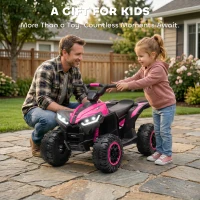 HOMCOM 12V Ride-On Quad Bike w/ Music, Horn, for Ages 3-5 Years - Pink(m-8)
