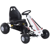HOMCOM Vélo et véhicule pour enfants kart à pédales siège réglable frein manuel roues AR plastique acier noir blanc(m-12)