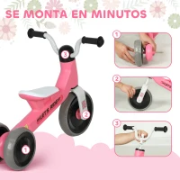 AIYAPLAY Bicicleta sin Pedales para Niños de 12 a 36 Meses con Ruedas Silenciosas y Manillares con Giro Limitado a 60°, Rosa(m-8)
