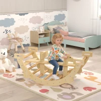 AIYAPLAY Montessori klimrek voor binnen, 2 in 1 klimboog van hout, voor kinderen 2-4 jaar, 110x52x45 cm, naturel hout(m-8)