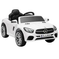 AIYAPLAY Voiture Électrique Enfants 12V Mercedes-Benz SL500, 3-5 km/h, 2 Moteurs, Télécommande 2,4G, pour 3-5 Ans, Blanc(m-1)