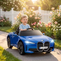 HOMCOM BMW i4 Licensed 12V Kids Electric Ride-On Car, Blue(m-10)