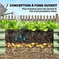 Outsunny Carré Potager de Jardin Rectangulaire, Tôle d'Acier Ondulée, 120 x 60 x 30,5 cm, Vert(m-5)