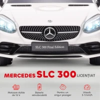 AIYAPLAY Mașină Electrică pentru Copii Licențiată Mercedes SLC 300 cu Telecomandă, din PP și Metal, 107x62.5x44 cm, Albă(m-4)