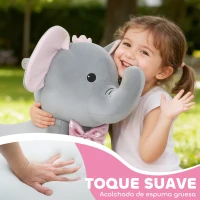 AIYAPLAY Elefante Eléctrico con Música Batería 6V Tacto Suave Ruedas Silenciosas de PU Marcha Adelante Gris(m-7)