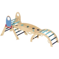 AIYAPLAY Triângulo de Escalada Montessori 7 em 1 Estrutura de Escalada de Madeira Tema de Foguete Azul(m-11)