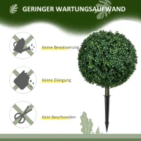 HOMCOM Kunstmatige Buxusboom Duo, Realistisch & Weerbestendig, Onderhoudsvrij, 70 cm Hoog(m-5)