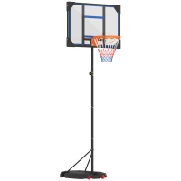 AIYAPLAY Panier de basket pour enfants, hauteur réglable de 210-260 cm extérieur et intérieur avec roues, base de lestage, bleu(m-12)