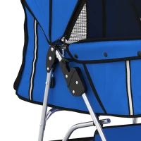 PawHut Dog Pram, Pet Stroller with Reflective Strips, Foldable Cat Stroller with 360° Swivel Wheels, Blue(m-10)