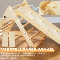 AIYAPLAY Houten klimset voor kinderen met driehoeksladder en dubbelzijdige glijbaan, voor kinderen van 18-48 maanden(m-6)