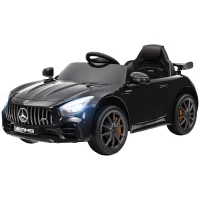 AIYAPLAY Elektro-Kinderauto, Mercedes, 3-5 km/h, Fernbedienung, Licht & Musik, Schwarz(m-11)