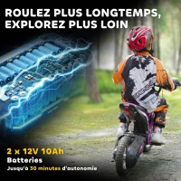 HOMCOM Moto cross électrique enfant moto électrique enfants moteur 350 W batterie 12V 8-16 km/h pneus gonflables 12'' rose(m-6)