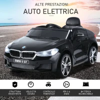 HOMCOM Macchina Elettrica per Bambini BMW 6GT 6V, Macchina Telecomandata con Musica e Fari LED, MP3, Clacson, 106 x 64 x 51 cm, Nero(m-6)