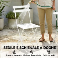 Outsunny Set Bistrò da Esterno Pieghevole con Tavolo e 2 Sedie, Bianco(m-6)