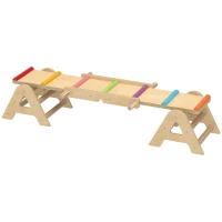 AIYAPLAY Houten wip en evenwichtsbalk, 2 in 1 kinderspeelwip voor tuin, wip voor 2-4 jaar, 133 x 38 x 24 cm, Meerkleurig(m-10)