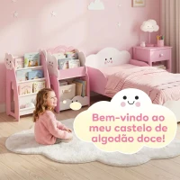 AIYAPLAY Estante Infantil para Brinquedos 3 em 1 com Estante para Livros, Revisteiro e Mesa de Cabeceira para Crianças dos 3 aos 8 Anos 85,5x32x72 cm Rosa(m-7)