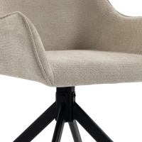 HOMCOM Eetkamerstoelen set van 2, draaibare stoelen met armleuningen, metalen frame, voor woonkamer en eetkamer, beige(m-12)