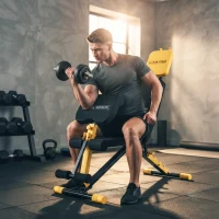 SPORTNOW Adjustable Weight Bench for Home Gym, 300kg Incline Decline Flat Foldable Bench Press with 6 Backrest Positions, Yellow(m-2)