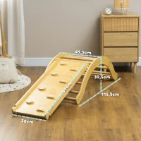 AIYAPLAY Kinder Klimset, 4-in-1 Ontwerp met Boogbrug, Schommelschommel, Kussen, Glijbaan, voor Binnenshuis, Hout(m-3)