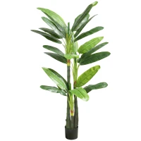 HOMCOM Arbore de Bananier Artificial, Plantă Artificială cu 18 Frunze, 180 cm, Verde(m-1)