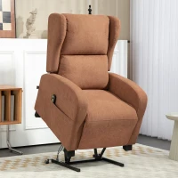 HOMCOM Poltrona Relax Alzapersona in Velluto con Schienale Reclinabile a 160° con Telecomando, Marrone Scuro(m-8)