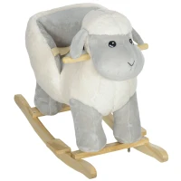 AIYAPLAY Schaukelpferd, niedliches Schaf, Sicherheitsgurt, Soundeffekte, 1,5-3 Jahre, bis 40 kg, Grau(m-8)