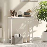 HOMCOM Consoletafel haltafel met verstelbare voetpads en kantelbeveiliging, 75 x 24 x 76 cm, voor kleine ruimtes, wit(m-6)