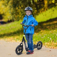 HOMCOM Teen Push Scooter Kids Children Stunt Scooter Bike Bicycle Ride On 12" EVA Tyres (Black)(m-2)