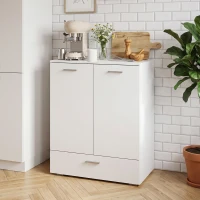 HOMCOM Aparador moderno, armário de armazenamento independente com gaveta e prateleira ajustável, Branco(m-4)