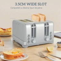 HOMCOM Set fierbător și prăjitor, fierbător rapid 1,7L 2200W cu termostat(m-4)