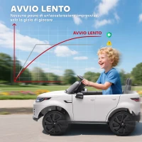 AIYAPLAY Macchina Elettrica per Bambini Licenza Land Rover con Fari LED, Clacson e Telecomando, 105x68.5x58 cm, Bianco(m-5)