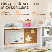 AIYAPLAY Birou pentru copii cu rafturi, dulap, sertar și scaun asortat din MDF alb(m-7)