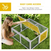 PawHut Rabbit Hutch Outdoor, Foldable Guinea Pig House with Openable Top, for 3 Bunnies, Ducks, Chickens, 110 x 105 x 50 cm(m-4)