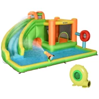 Outsunny Castillo Hinchable Grande con Tobogán Poste de Boxeo y Túnel para 3-8 Años 478x440x210 cm Multicolor(m-12)