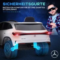 HOMCOM Elektrische kinderauto, gelicenseerde Mercedes-Benz EQA, 3-8 km/u, muziek, koplampen, claxon, afstandsbediening, wit(m-8)