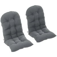 Outsunny Lot de 2 Coussin de Siège pour Chaise Adirondack avec Attaches Sécurisées, Design Capitonné Doux et Épais, Gris(m-1)