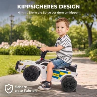 AIYAPLAY Kinderloopauto Politie met Muziek, Verlichting, Anti-kipbescherming en Opbergruimte, 18-36 Maanden, Wit(m-5)