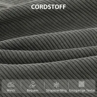 HOMCOM Slaapbank met verstelbare rugleuning, bedfunctie, verborgen opbergruimte en cordbekleding, grijs(m-7)