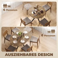 HOMCOM Uitschuifbare eettafel voor 4-6 personen, keukentafel in industriële look met X-vormig onderstel, bruine houtlook(m-4)